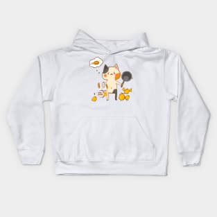 Cat ready for fried chicken Kids Hoodie